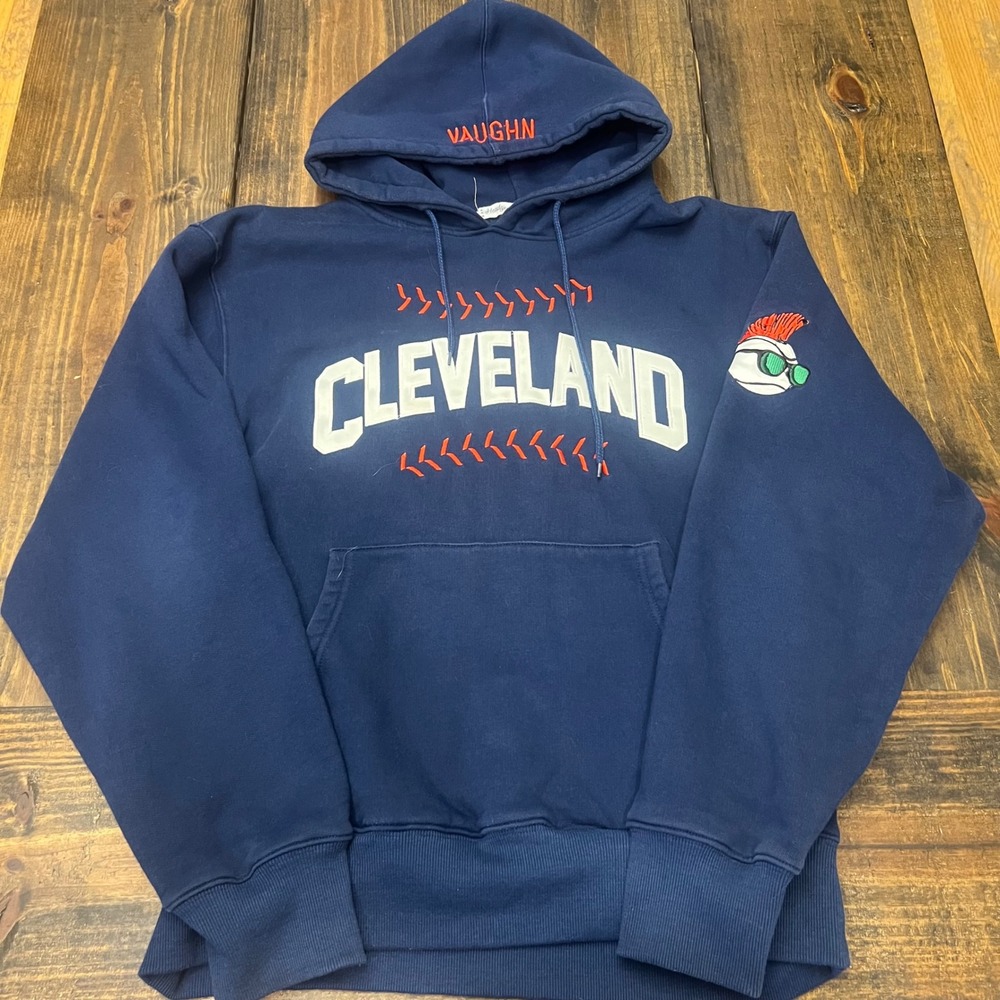 Headgear Classics Cleveland Baseball Hoodie Sweatshirt Mens XL Vaughn 99‎ Blue